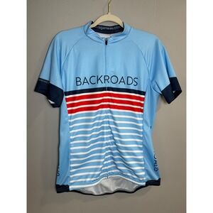 Louis Garneau Backroads Women XL Full Zip Short Sleeve Cycling Jersey Blue‎ NWT